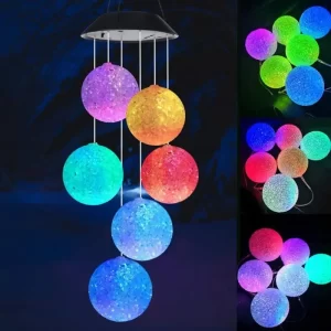 Solar Powered Wind Chime Ball Wind Chime Light LED Rainbow Gradient Outdoor Courtyard Decoration Pendant Light
