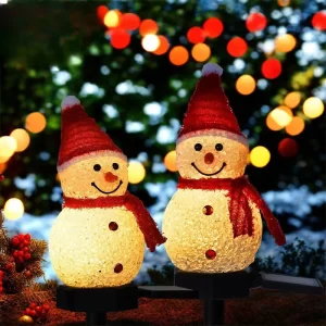 Solar Snowman Ground Mounted Lights Christmas Decoration Atmosphere Outdoor Courtyard Garden Christmas Night Lights Snowman
