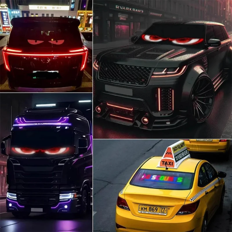 New 1-2PCS Devil‘s Eye LED Screen Light USB Plug-in DIY App Control RGB LED Car Matrix Panel Flexible Display for Car Windshield - Image 2