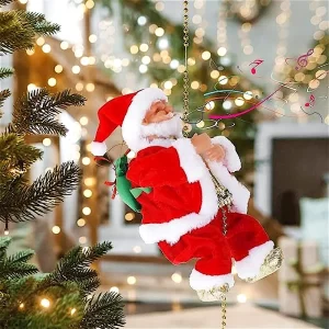 New Climbing Bead Electric Music Santa Claus Climbing Bead Curtain Santa Doll Christmas Decoration